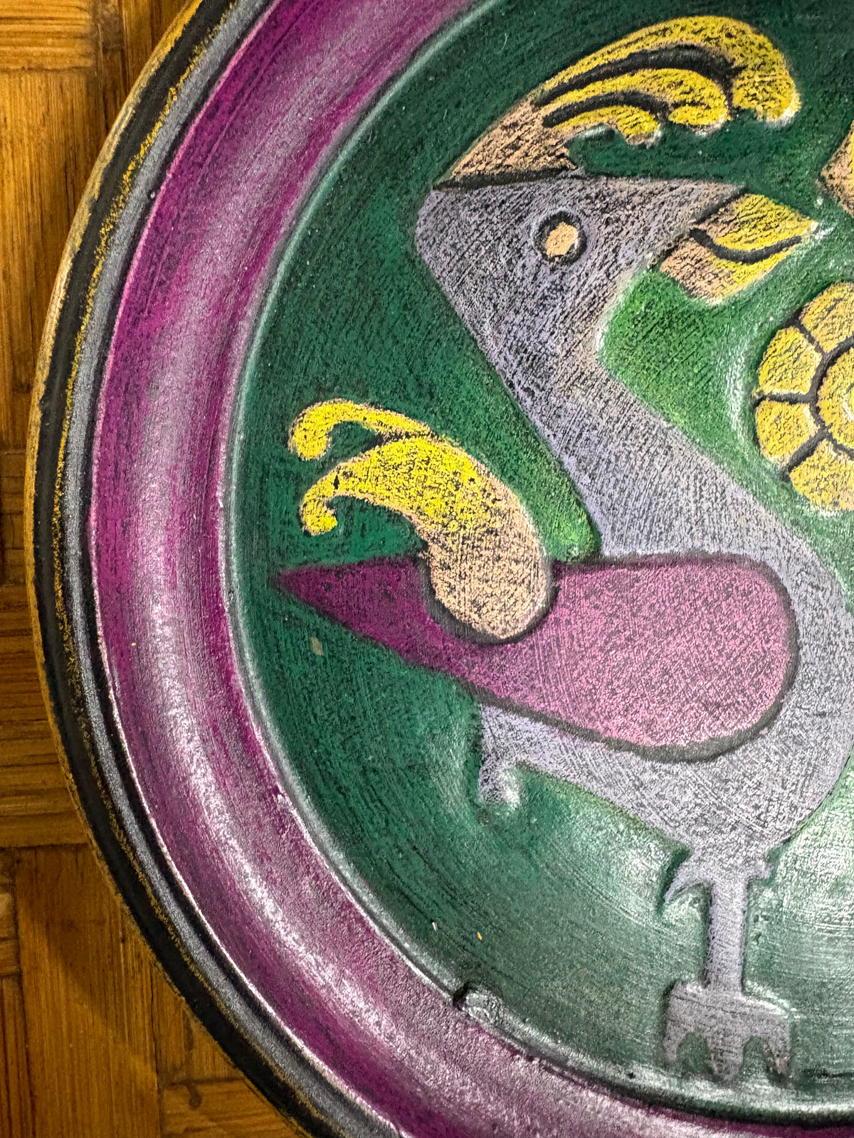 Mid-Century Sgraffito Ceramic plate, c.1960s–1970s