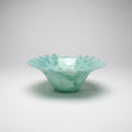 Murano Cased Glass Centrepiece Bowl, Marbled Green with Star Rim, Italy, c.1960s–1970s