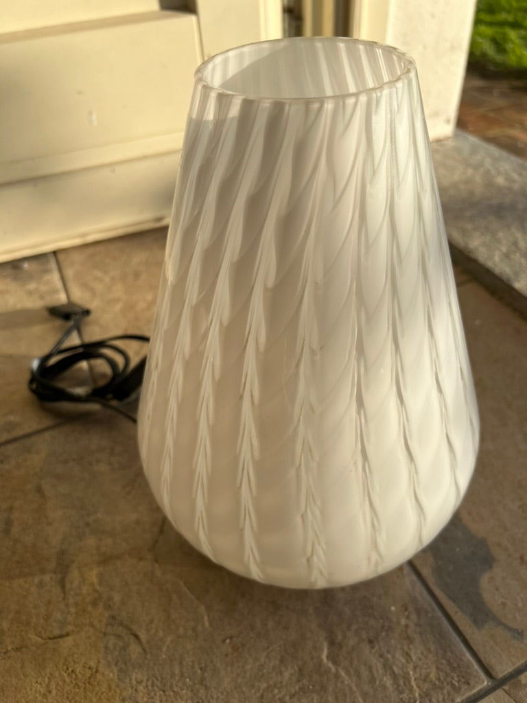Vetreria LAG Table Lamp, White Swirl Cased Glass and Brass, Murano, Italy, c.1970s