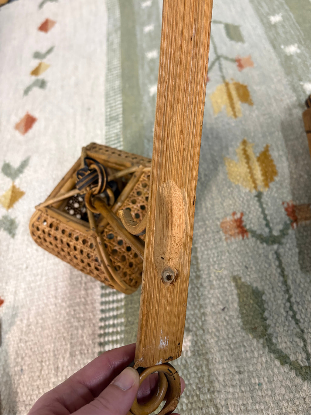 Pair of Bamboo and Cane Lantern Wall Lights, Riviera Style, Italy, c.1960s–1970s