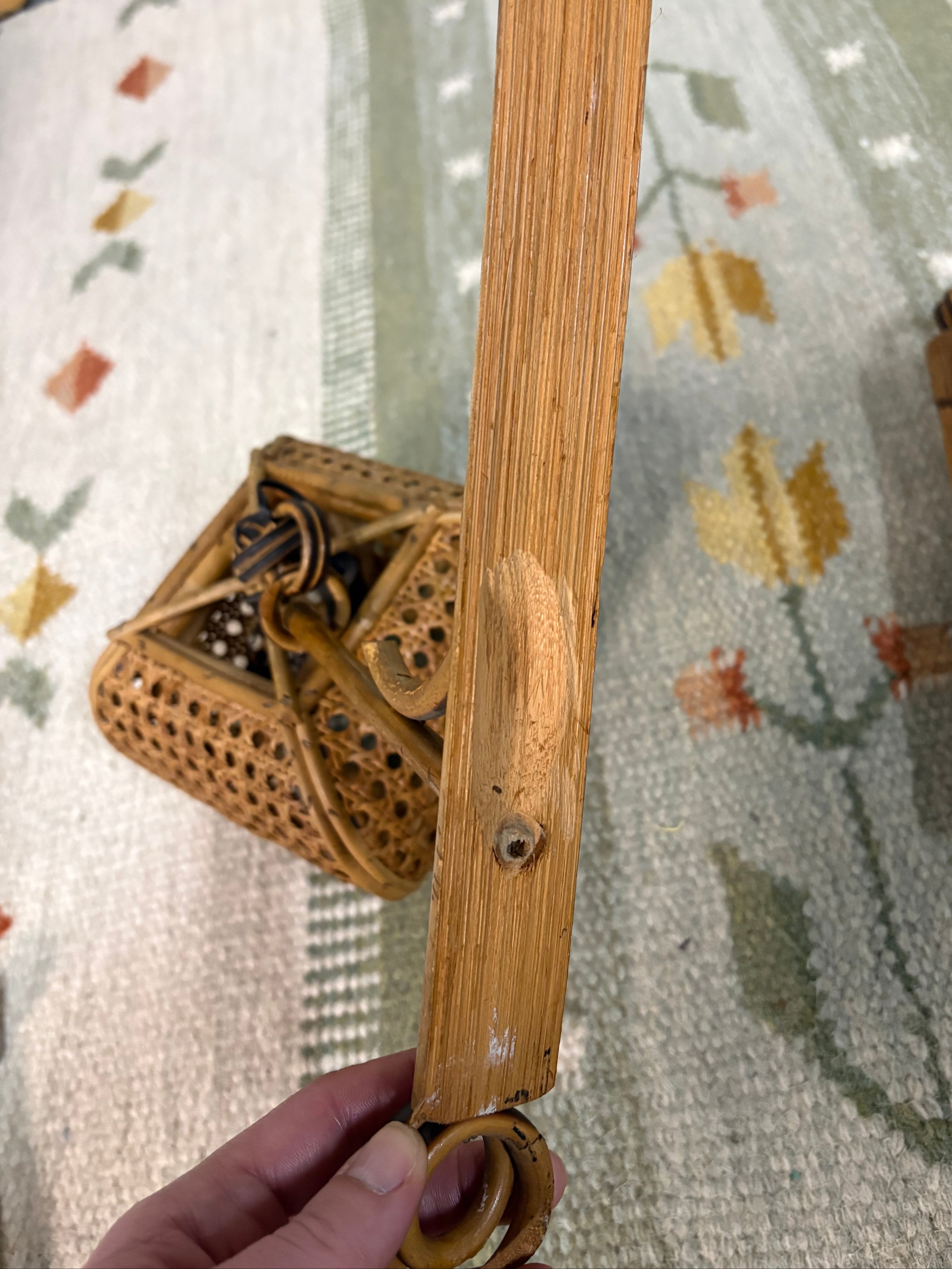 Pair of Bamboo and Cane Lantern Wall Lights, Riviera Style, Italy, c.1960s–1970s