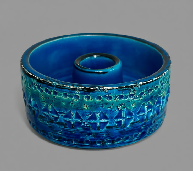 ‘Rimini Blu’ Candlestick Holder in the Style of Bitossi