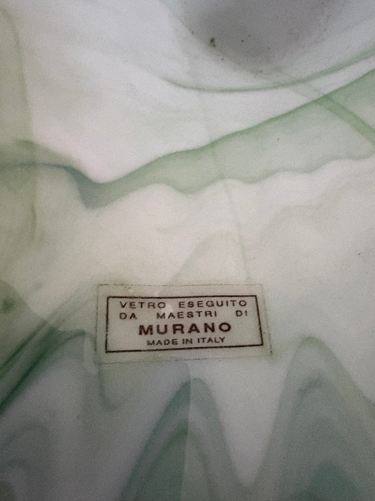 Murano Cased Glass Centrepiece Bowl, Marbled Green with Star Rim, Italy, c.1960s–1970s