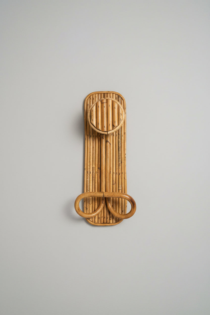 Vintage bamboo and rattan wall rack, attributed to Vivai del Sud