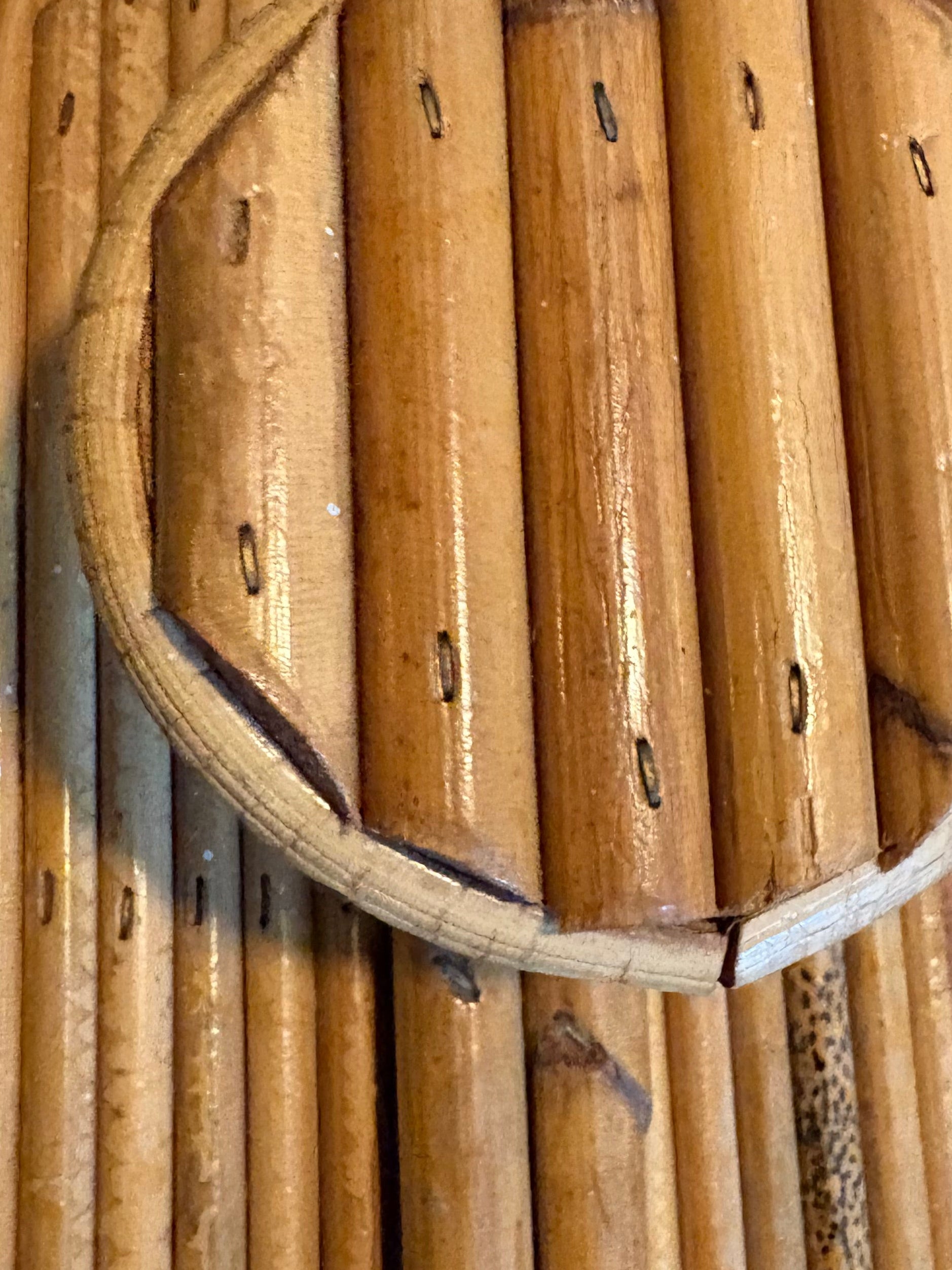Vintage bamboo and rattan wall rack, attributed to Vivai del Sud