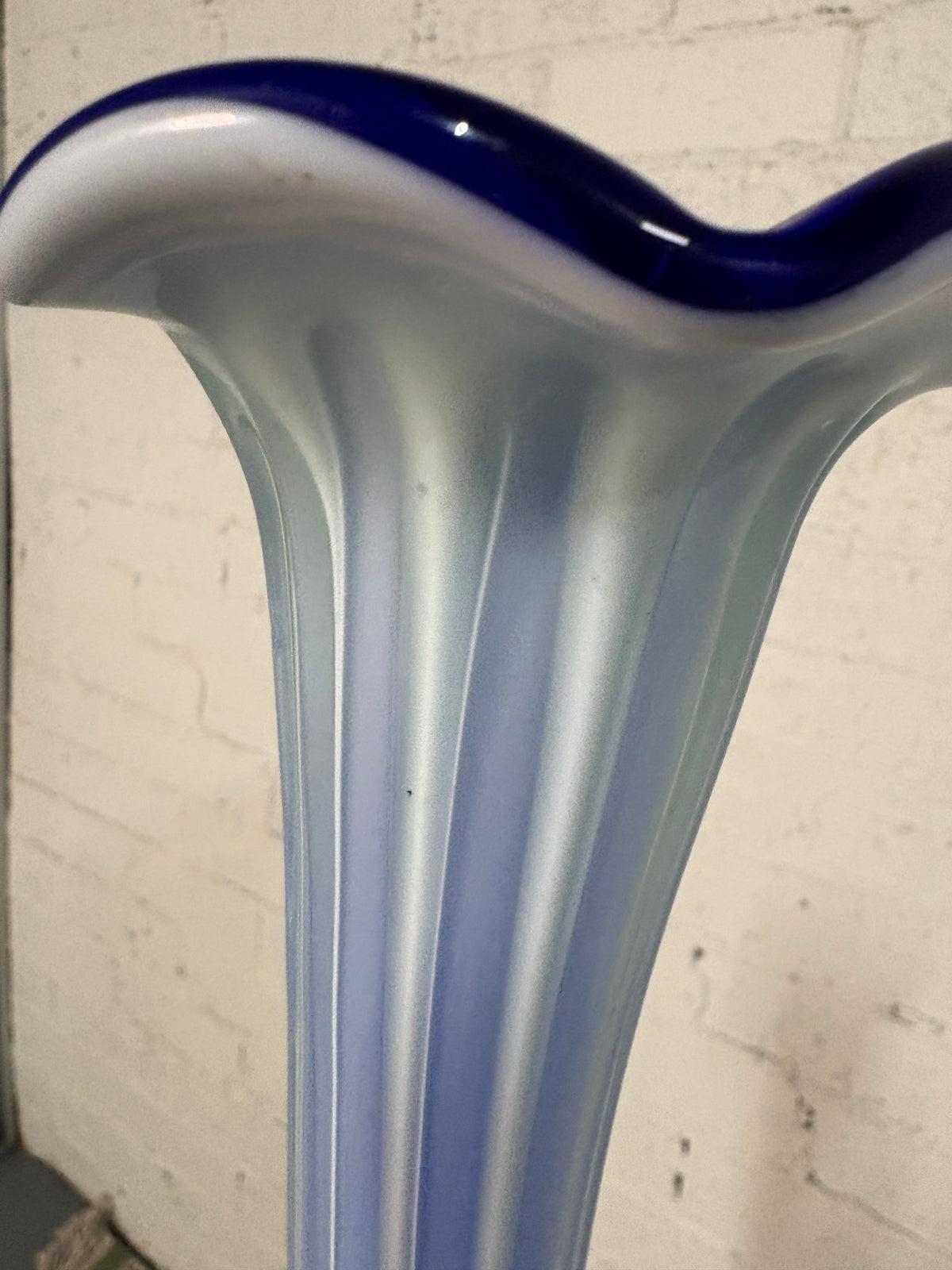 Hand-Blown Murano Vase, Green and Blue Pulled Stems, Italy, c.1960s