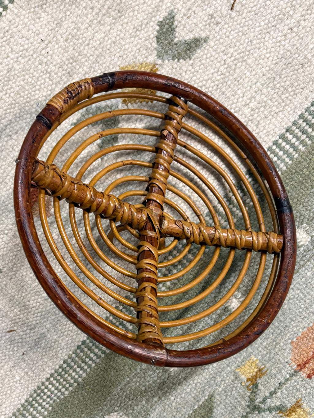 Bamboo and Rattan Lidded Basket, Footed, Italy, c.1950s–1960s