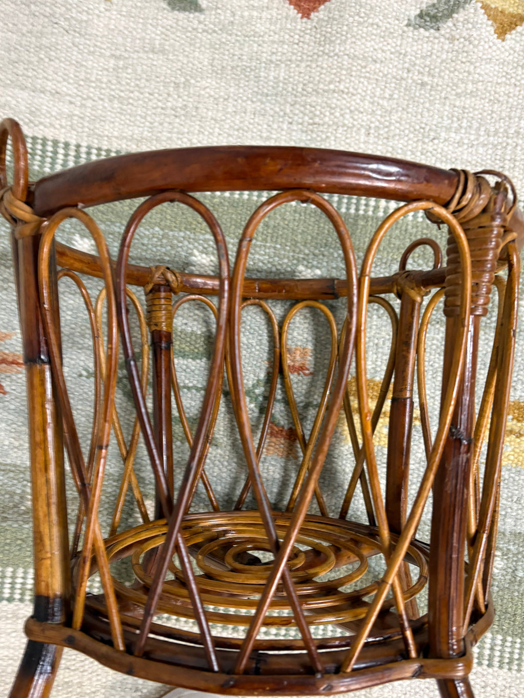 Bamboo and Rattan Lidded Basket, Footed, Italy, c.1950s–1960s