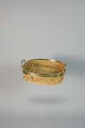 Large Rattan and Brass Handled Tray, in the Style of Gabriella Crespi, Italy, c.1970s