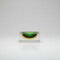 Murano Sommerso Bowl, Green and Yellow Cased Glass, Italy, c.1960s–1970s