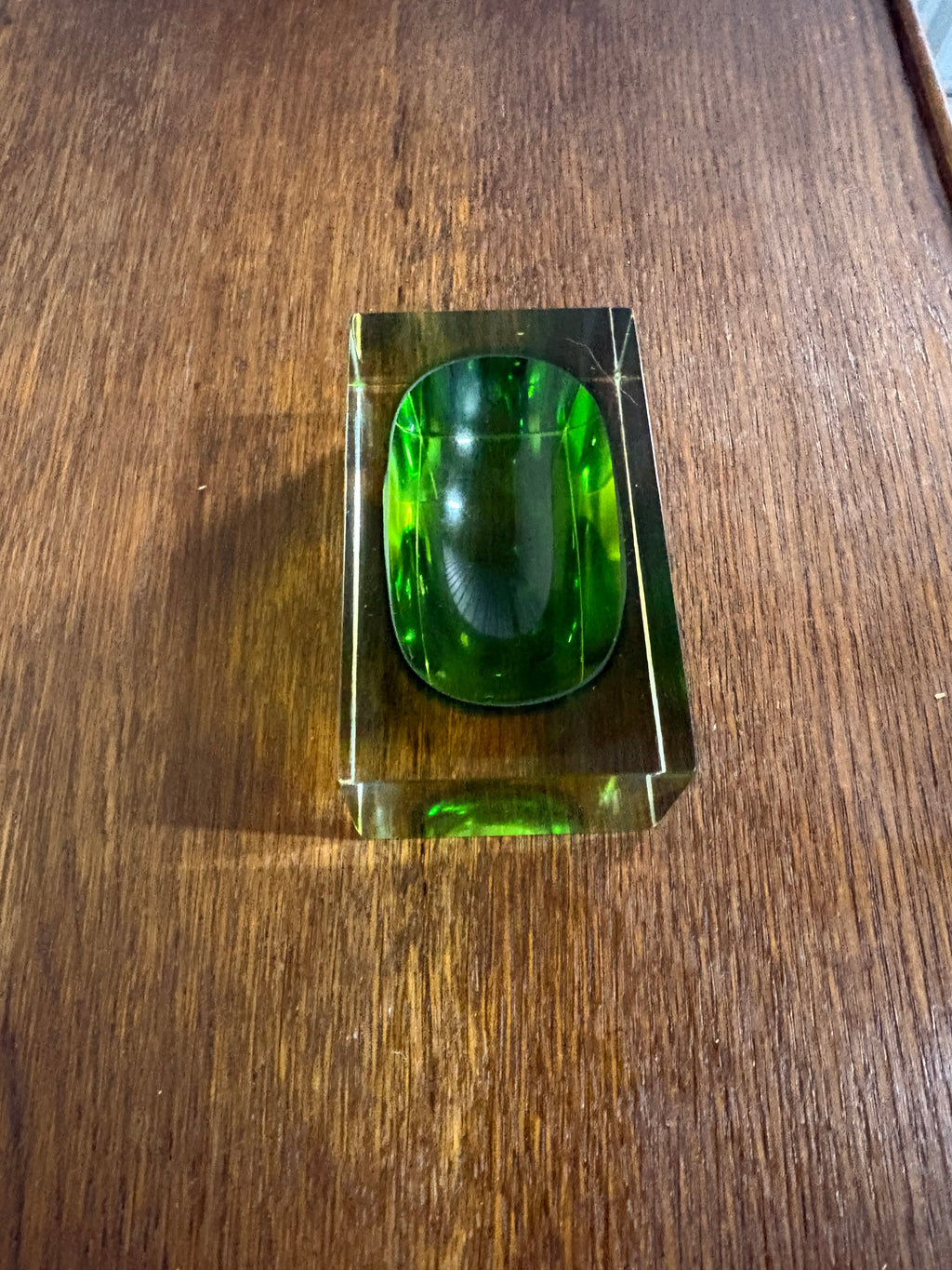 Murano Sommerso Bowl, Green and Yellow Cased Glass, Italy, c.1960s–1970s