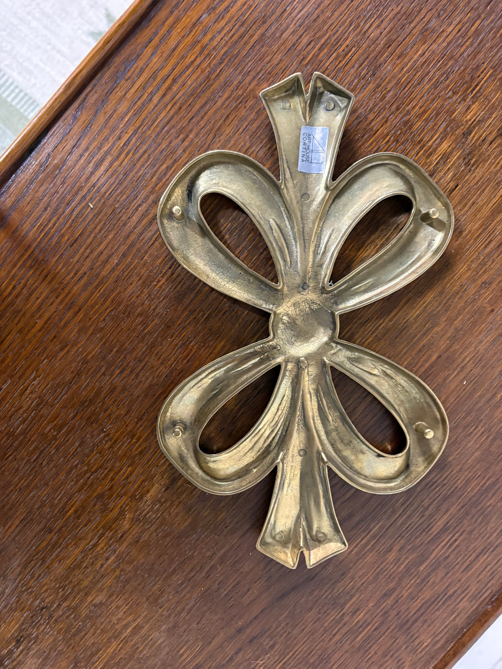 Cast Brass Trivet, Ribbon Bow Form, Italy, c.1970s–1980s