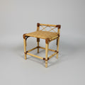 Rattan and Bamboo Dressing Stool in the Style of Franco Albini, Cushioned Cane Seat, Italy, c.1960s