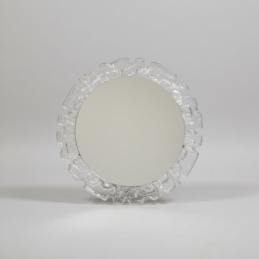 Illuminated Backlit Wall Mirror, Ice-Glass Moulded Acrylic and Lacquered Metal, Germany, c.1960s–1970s