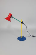 Veneta Lumi Memphis-Style Desk Lamp, Lacquered Steel in Primary Colours, Italy, 1980s