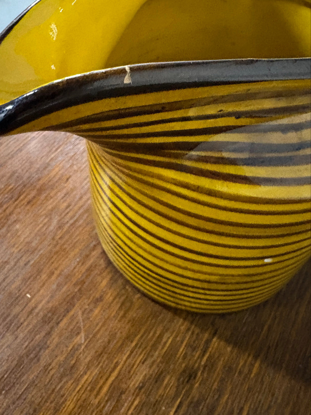 Santucci Deruta Jug, Yellow and Black Banded Maiolica, Italy, c.1950s–1960s