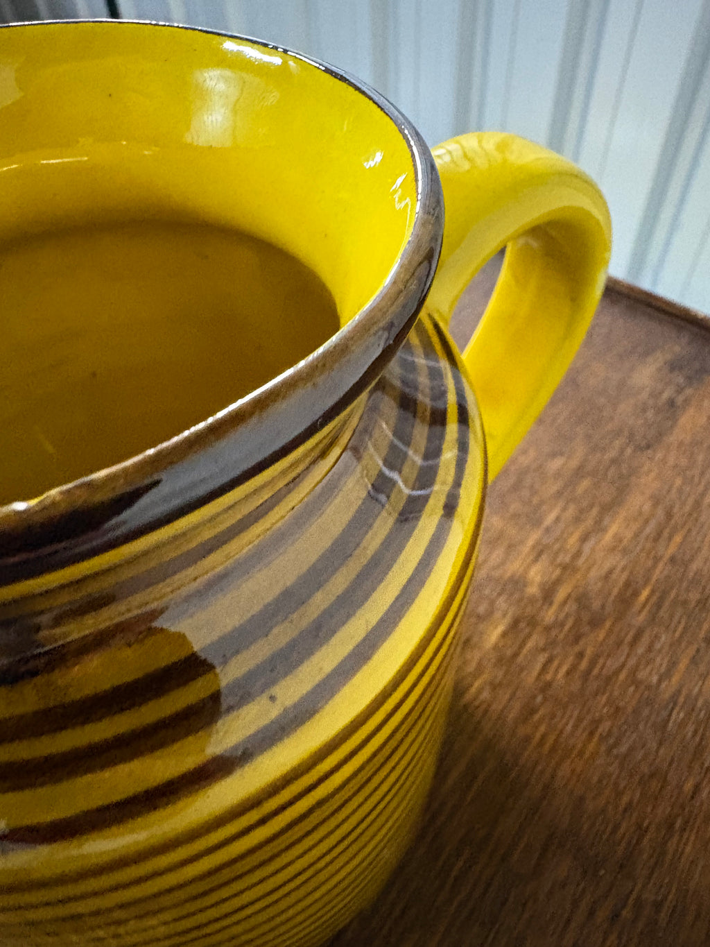 Santucci Deruta Jug, Yellow and Black Banded Maiolica, Italy, c.1950s–1960s