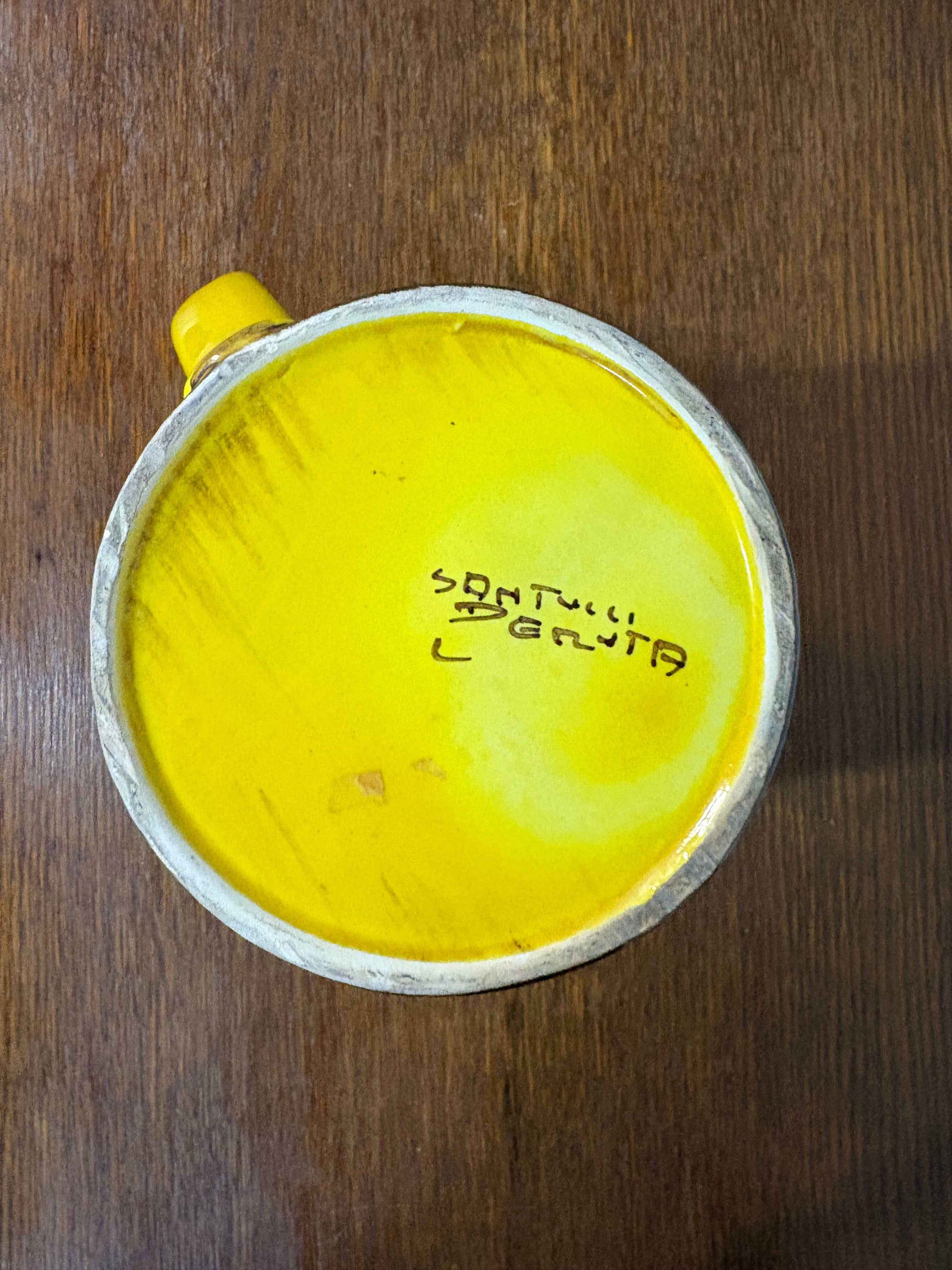 Santucci Deruta Jug, Yellow and Black Banded Maiolica, Italy, c.1950s–1960s