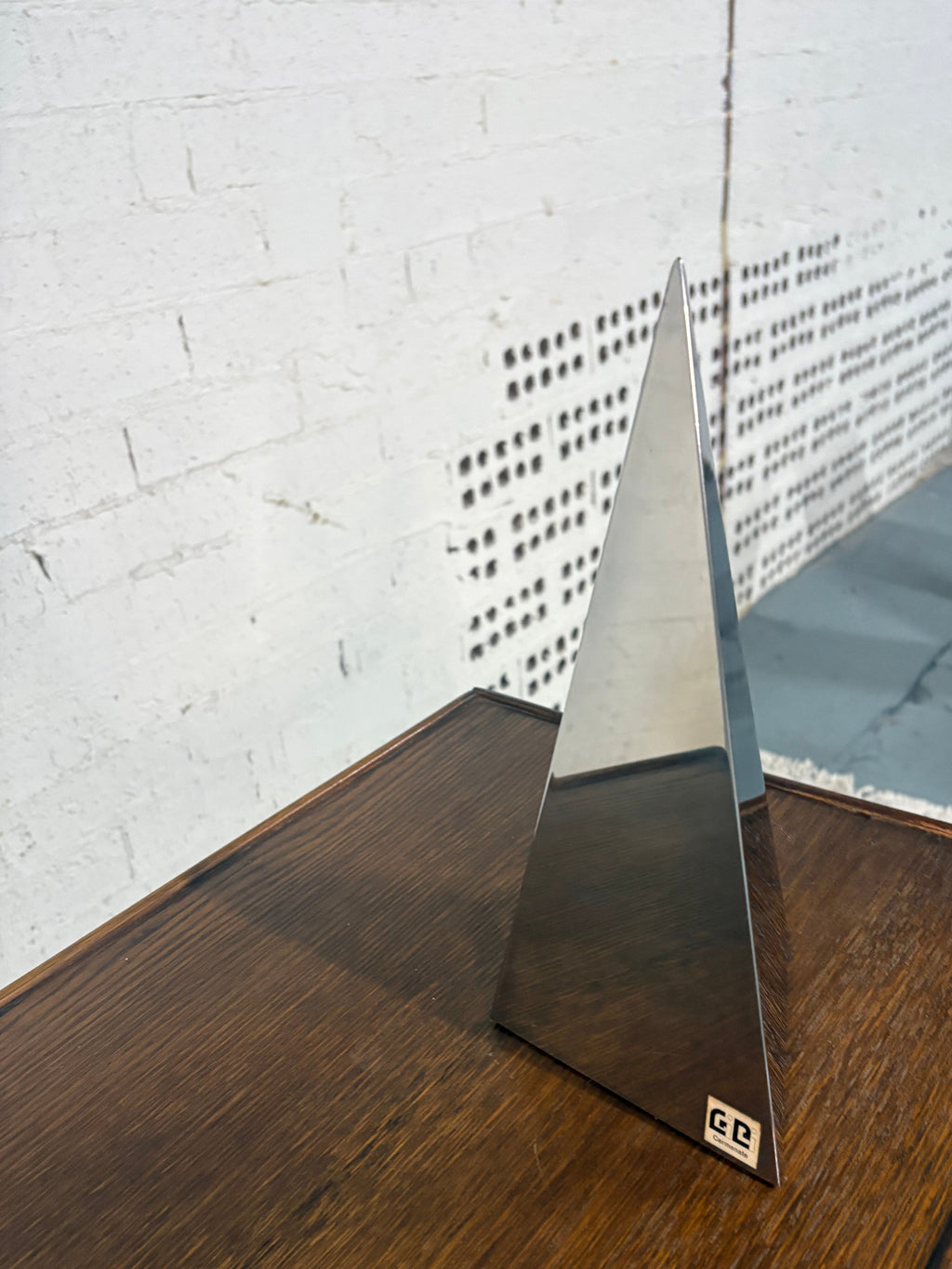Gi.Bi Cermenate Mirror-Polished Steel Pyramid Sculpture, Italy, c.1970s