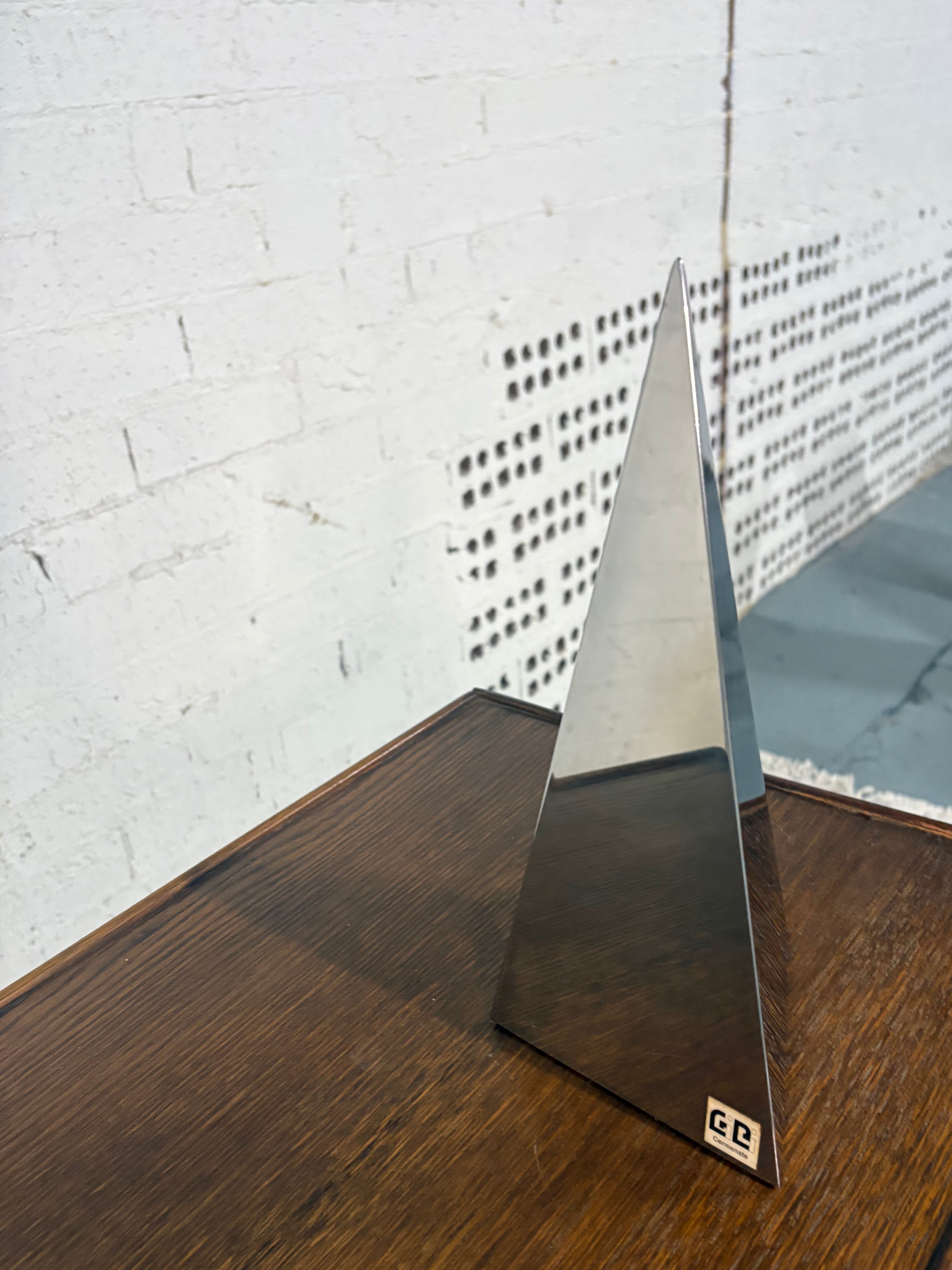 Gi.Bi Cermenate Mirror-Polished Steel Pyramid Sculpture, Italy, c.1970s