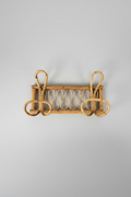 Italian Bamboo Rattan Wall Coat Rack, Albini Style, c.1950s–60s