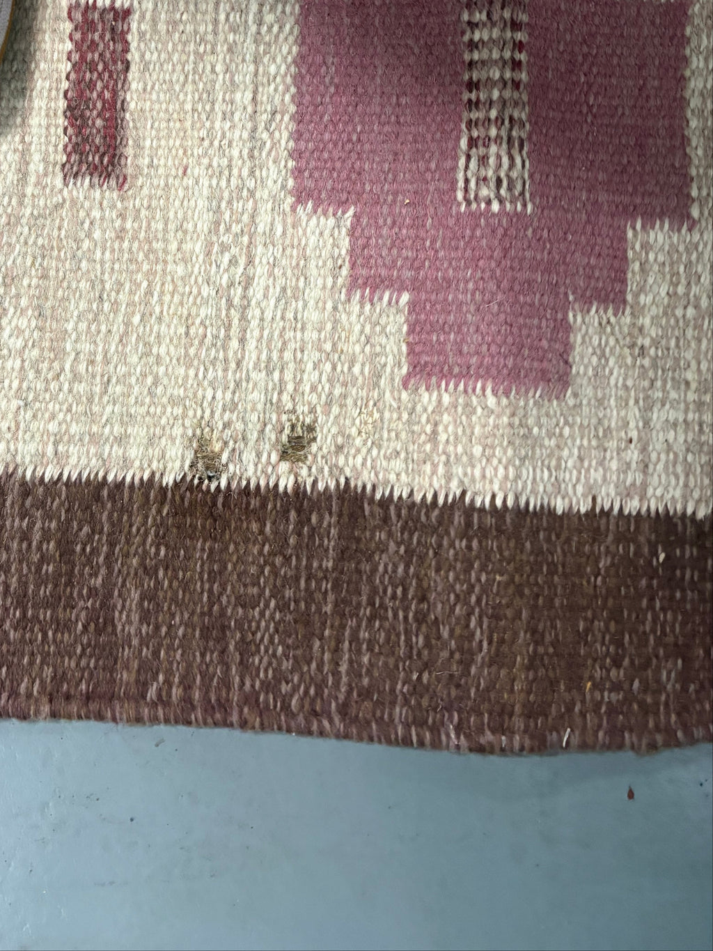 Swedish Rölakan Flat-Weave Rug, Floral Border, c.1950s–60s