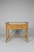 Italian 1970s Bamboo and Rattan Entrance Console/Dressing Table attributed to Bonacina
