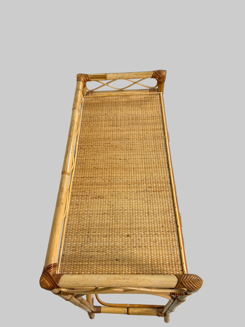 Italian 1970s Bamboo and Rattan Entrance Console/Dressing Table attributed to Bonacina
