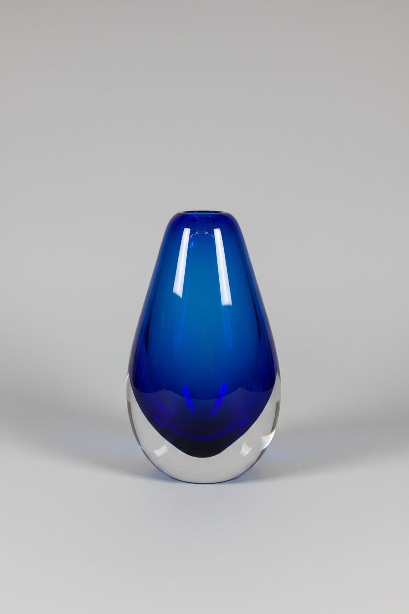 Blue Sommerso Teardrop Vase, Art Glass, c.1960s–1970s