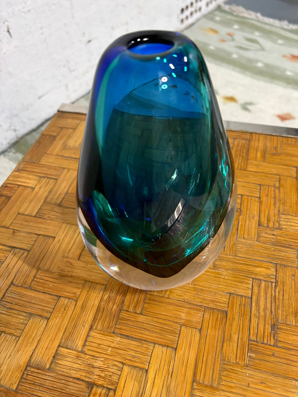 Blue Sommerso Teardrop Vase, Art Glass, c.1960s–1970s