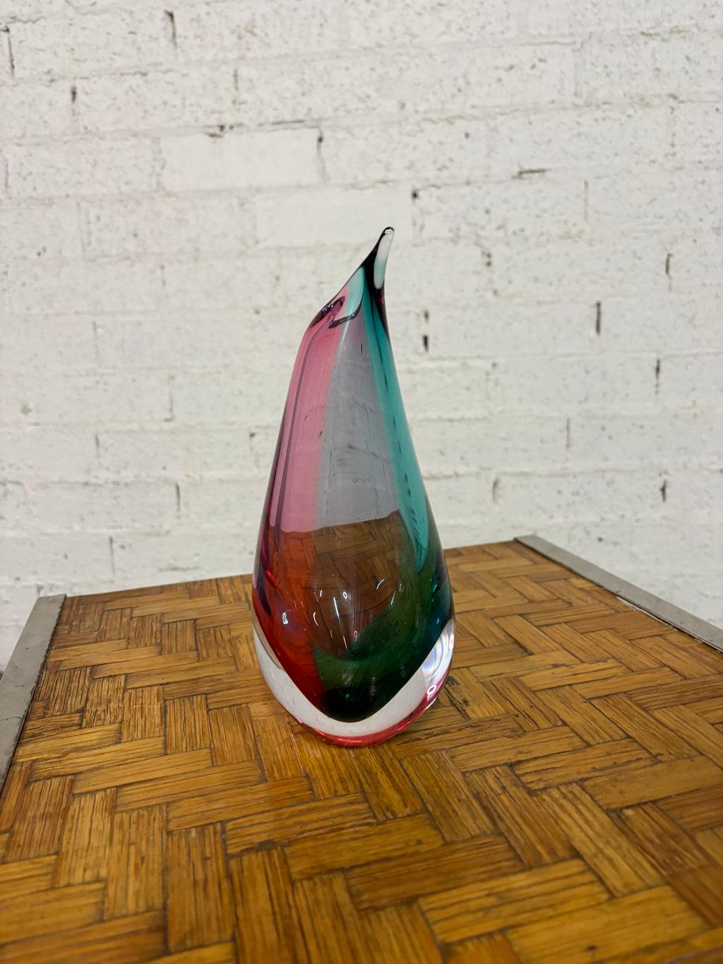 Murano Sommerso Teardrop Vase, Pink and Green, Italy, c.1960s–1970s