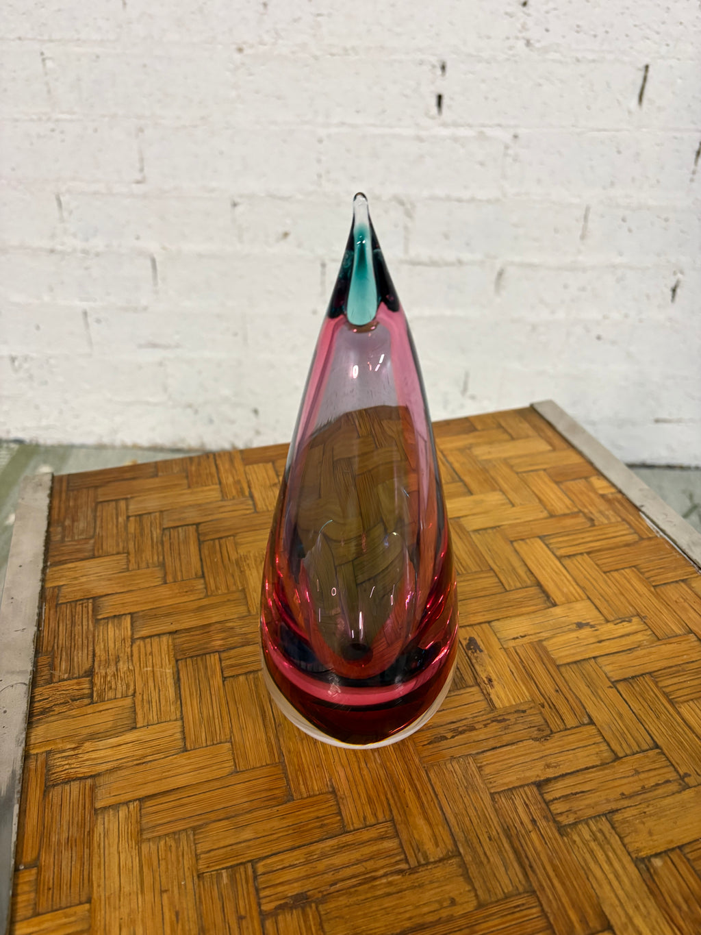 Murano Sommerso Teardrop Vase, Pink and Green, Italy, c.1960s–1970s