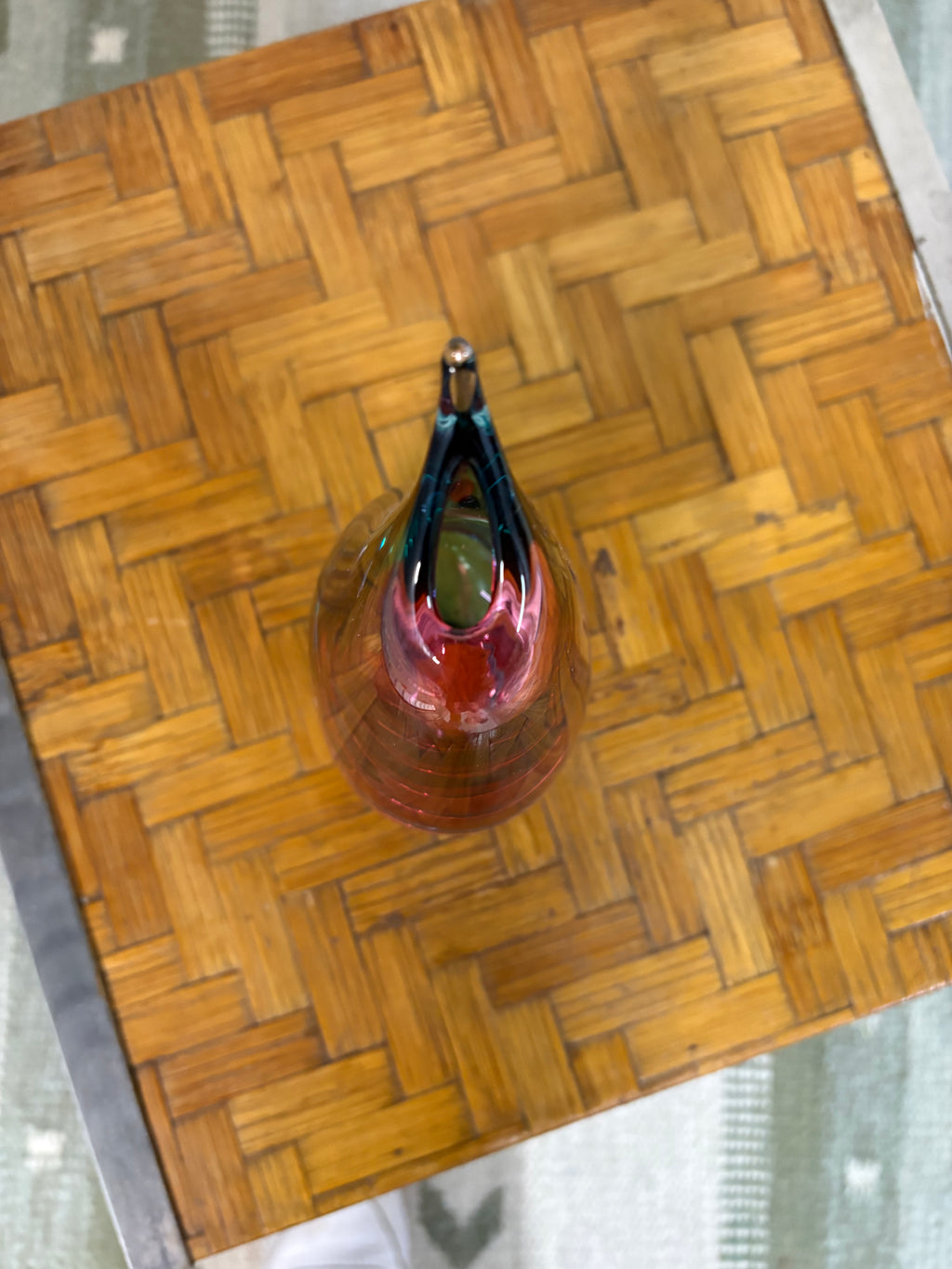 Murano Sommerso Teardrop Vase, Pink and Green, Italy, c.1960s–1970s