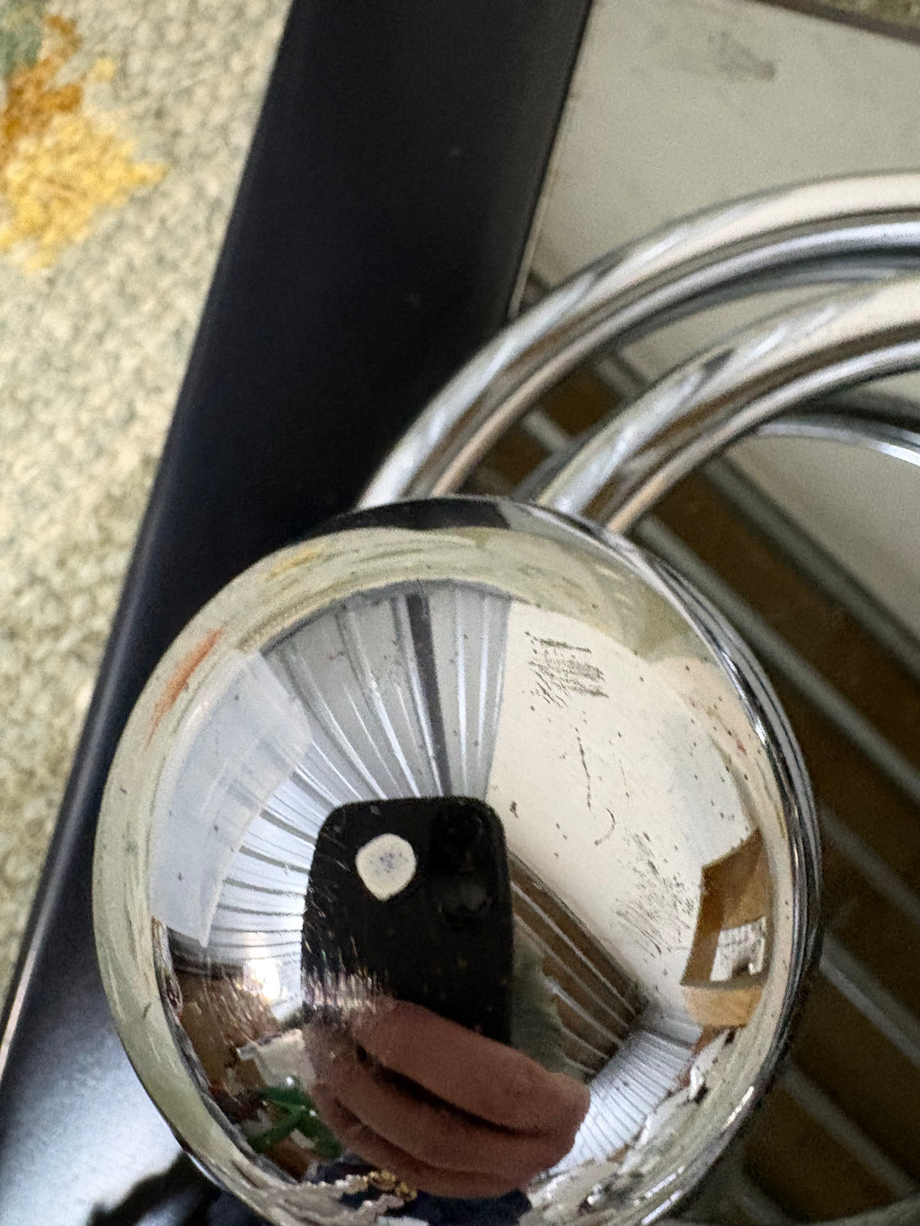 Willy Rizzo Chrome Spiral Coat Hook, Black Mirrored Backplate, Italy, 1970s