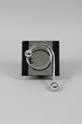 Willy Rizzo Chrome Spiral Coat Hook, Black Mirrored Backplate, Italy, 1970s