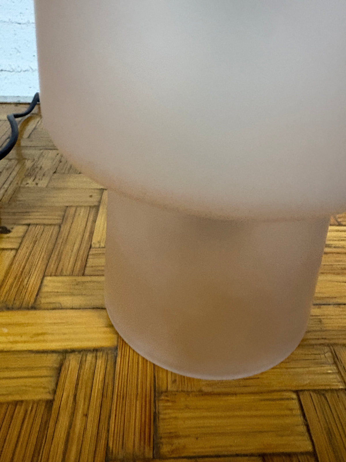 Pair of Italian Table Lamps, Tapered Frosted Pink Glass, Italy, c.1970s–1980s