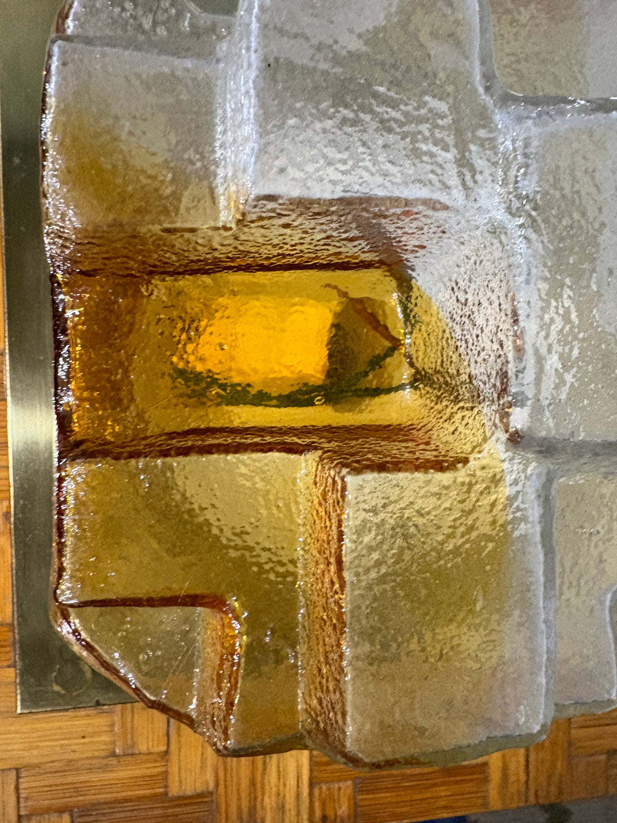 Murano 'Cubo' Glass Wall Light, Amber and Smoke Glass, attributed to Mazzega, Italy, c.1960s