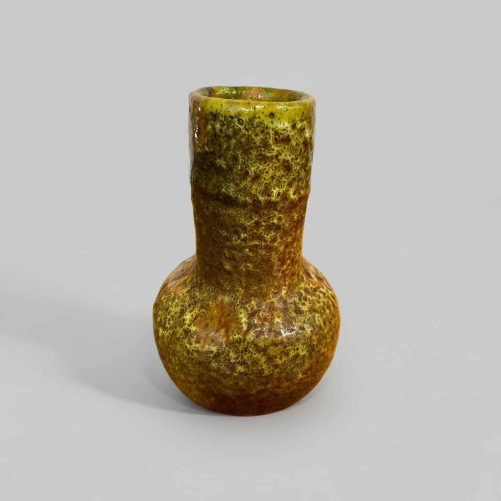 Claudio Pulli Ceramic Vase, Mottled Polychrome Glaze, Sardinia, Italy, c.1970s