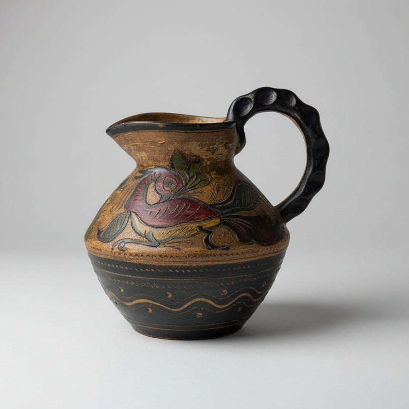 Fratelli Fanciullacci Sgraffito Jug, Bird Decoration, Italy, c.1950s–1960s