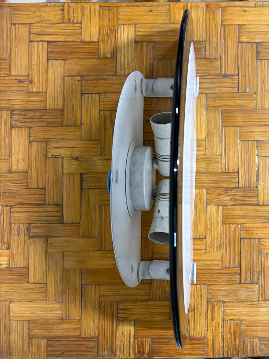 Murano Demilune Wall Light, White Opaline and Black Glass, Italy, c.1970s