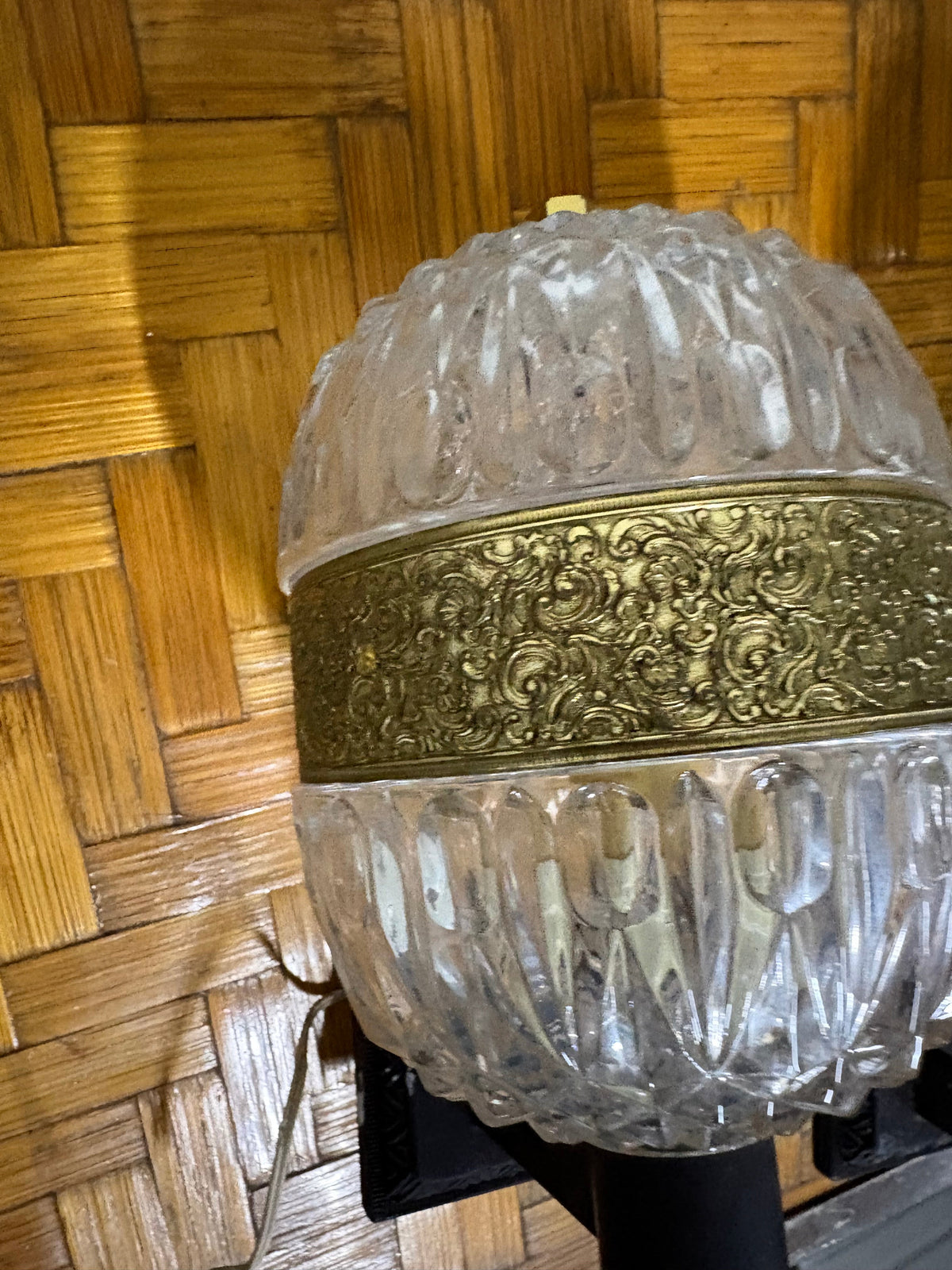 Pair of Neo-Rococo Faceted Glass and Cast-Metal Globe Wall Sconces, c.1960s