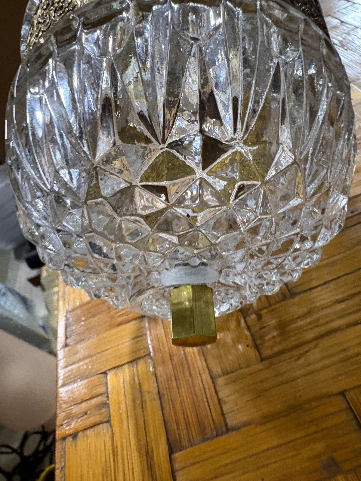 Pair of Neo-Rococo Faceted Glass and Cast-Metal Globe Wall Sconces, c.1960s