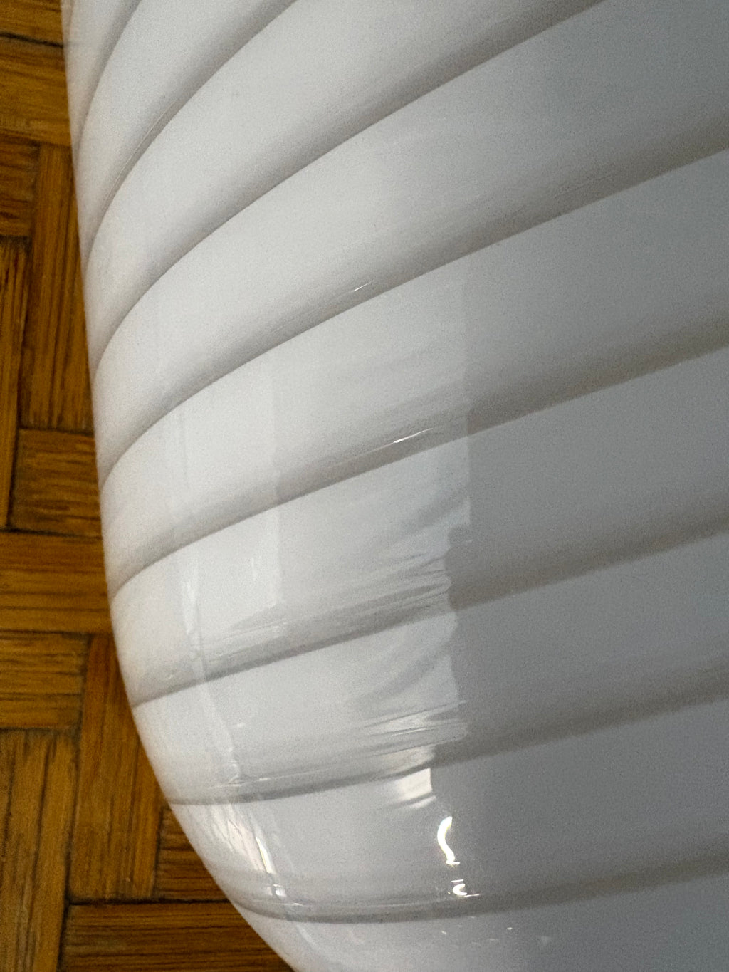 Murano Swirl Glass Wall Light, White Twisted-Ribbon Glass, Italy, c.1970s
