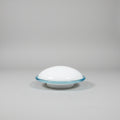 Murano Glass Flush Mount, attributed to Leucos, White Opaline Dome with Blue Glass Rim, Italy, c.1970s–1980s