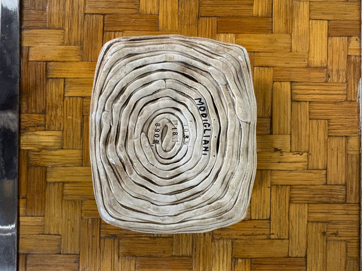 Ceramiche Modigliani Trompe-l'Oeil Basket, Faux-Wicker Glazed Ceramic, Rome, Italy, c.1960s