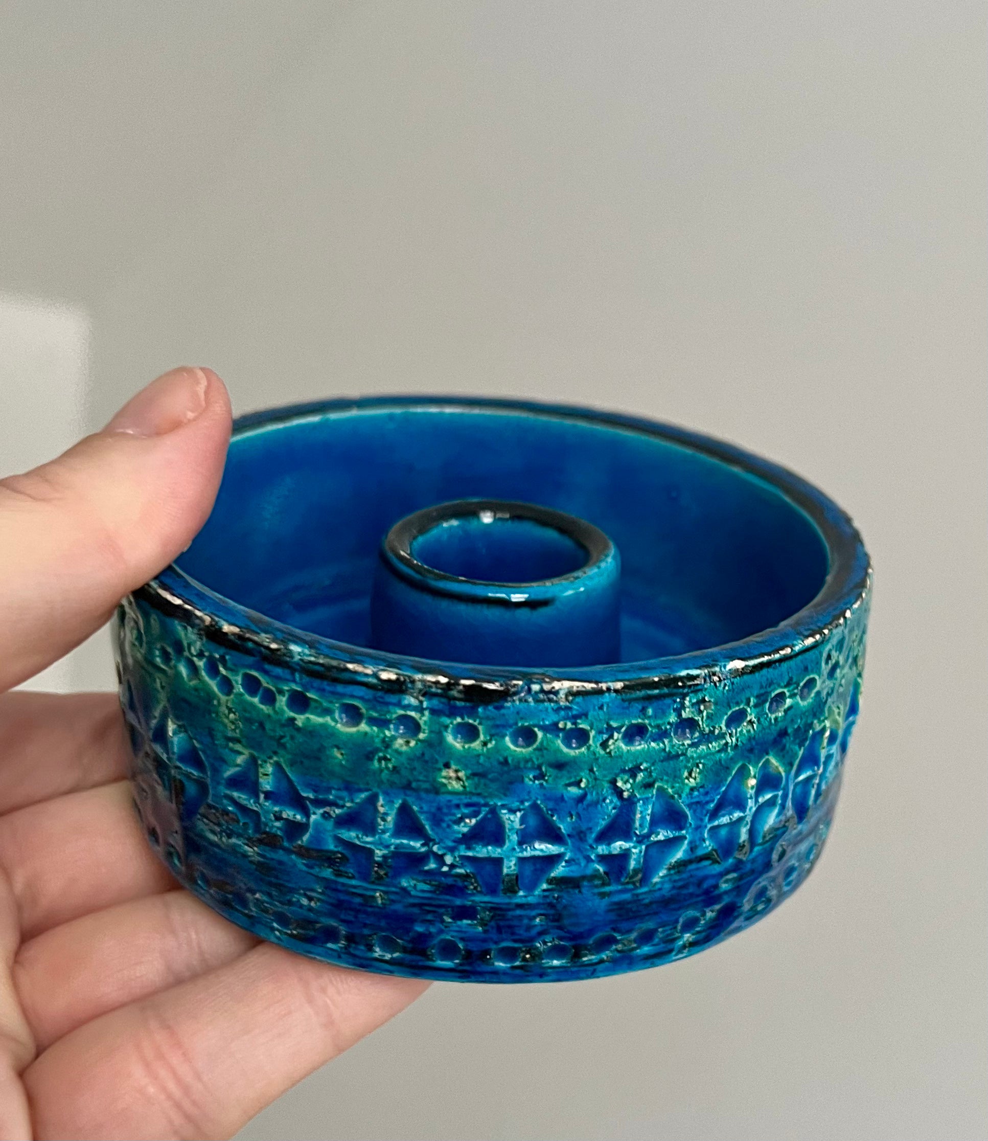 ‘Rimini Blu’ Candlestick Holder in the Style of Bitossi