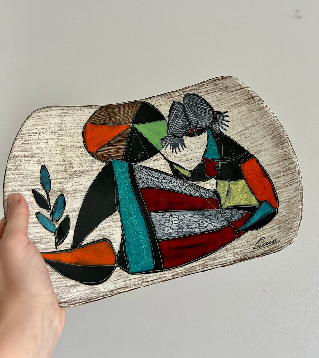1950s Ceramic Plate in the Style of Marcello Fantoni