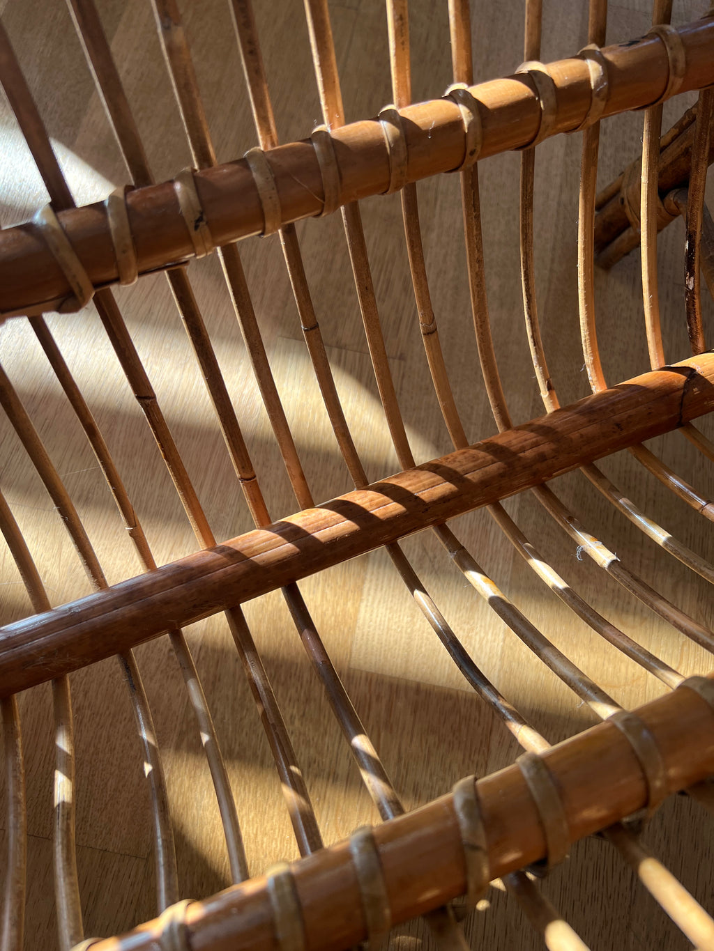 1950s Bamboo Magazine Rack Attributed to Franco Albin