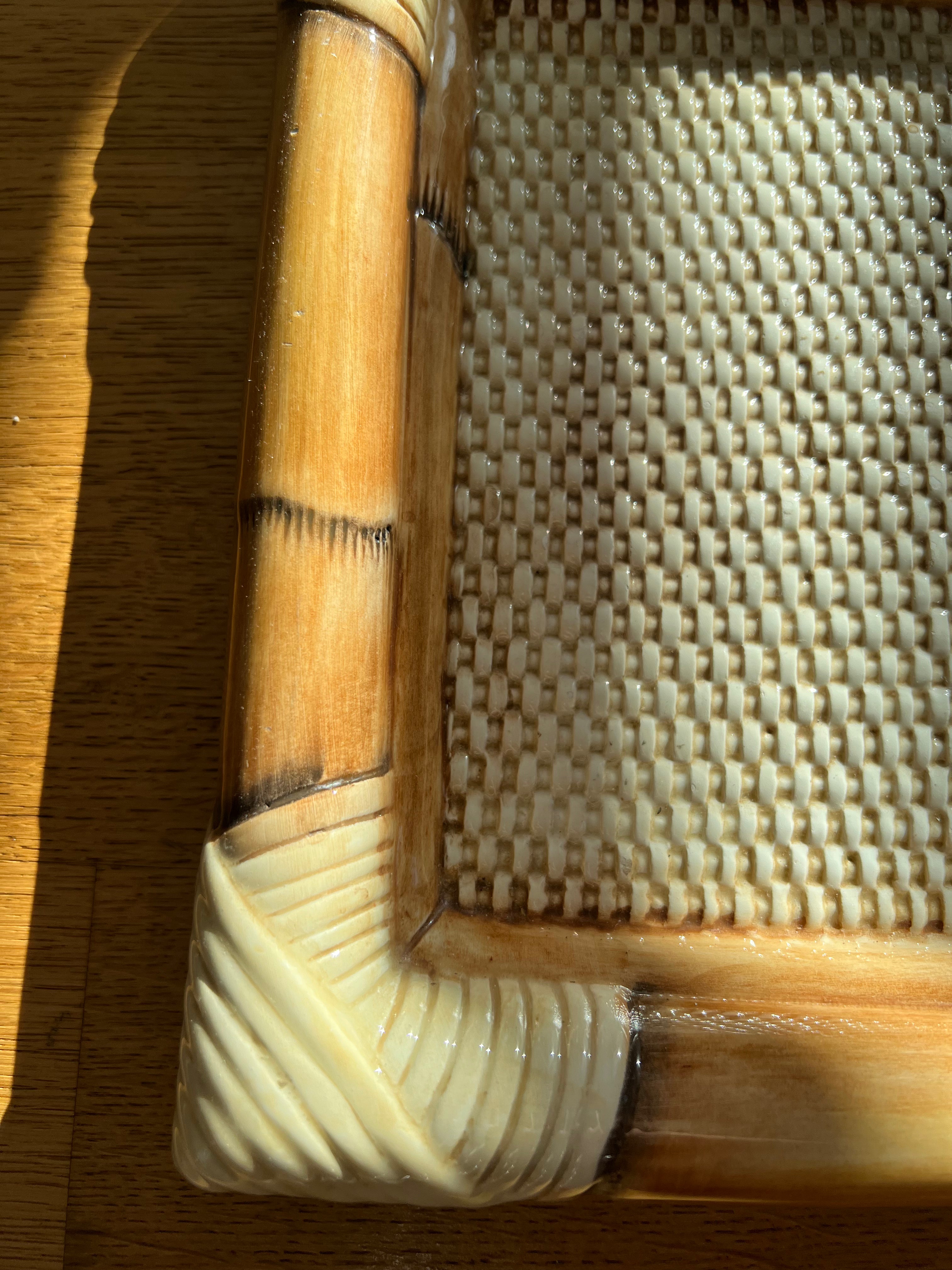 1970s ceramic bamboo look tray