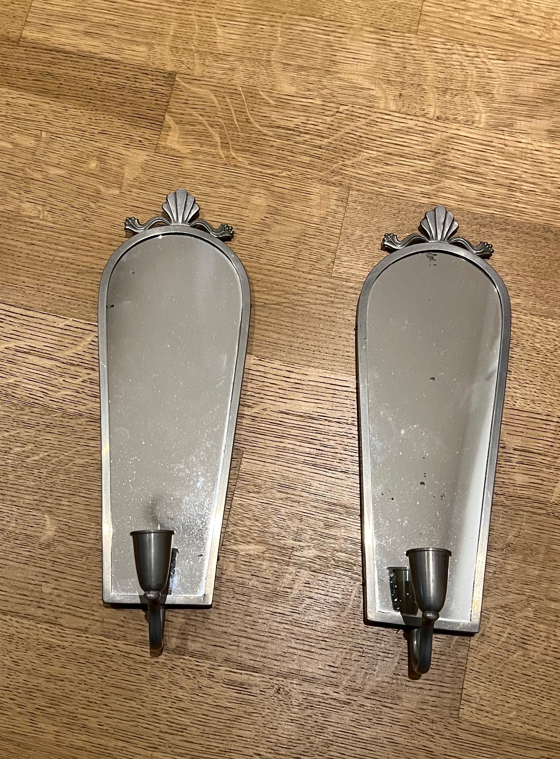 Pair of pewter Swedish sconces, 1920s